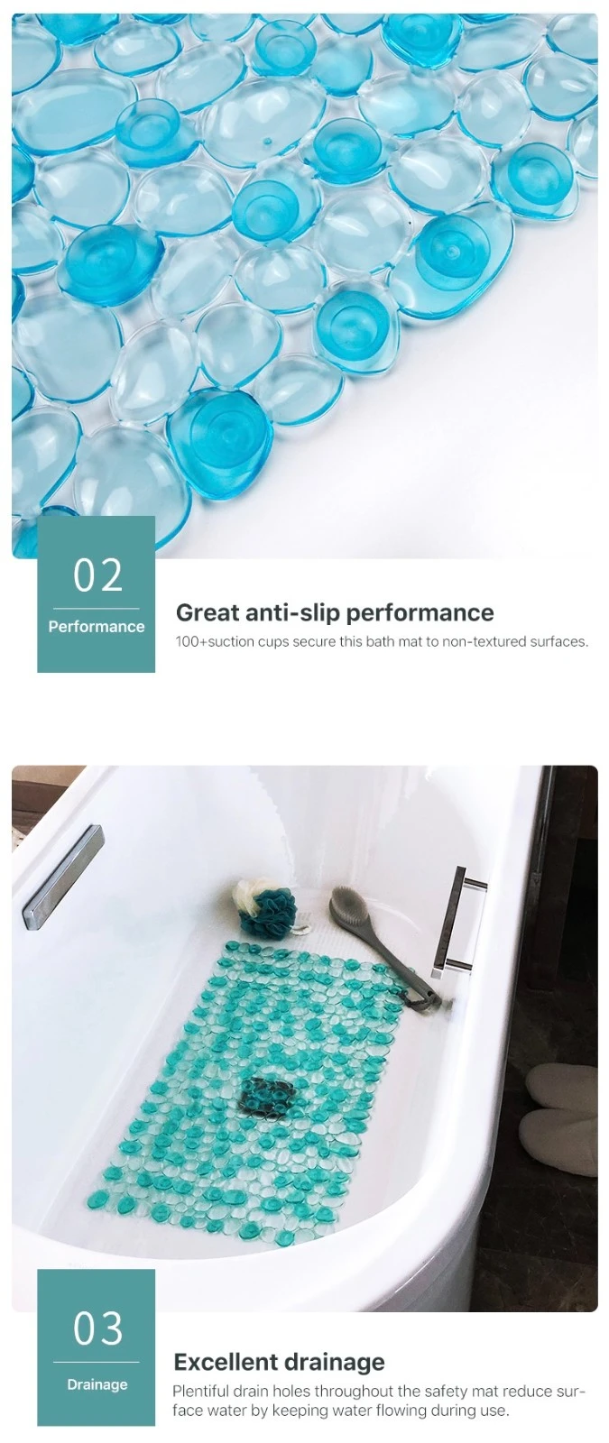 3D Pebble Bathroom Non-slip Shower Mat